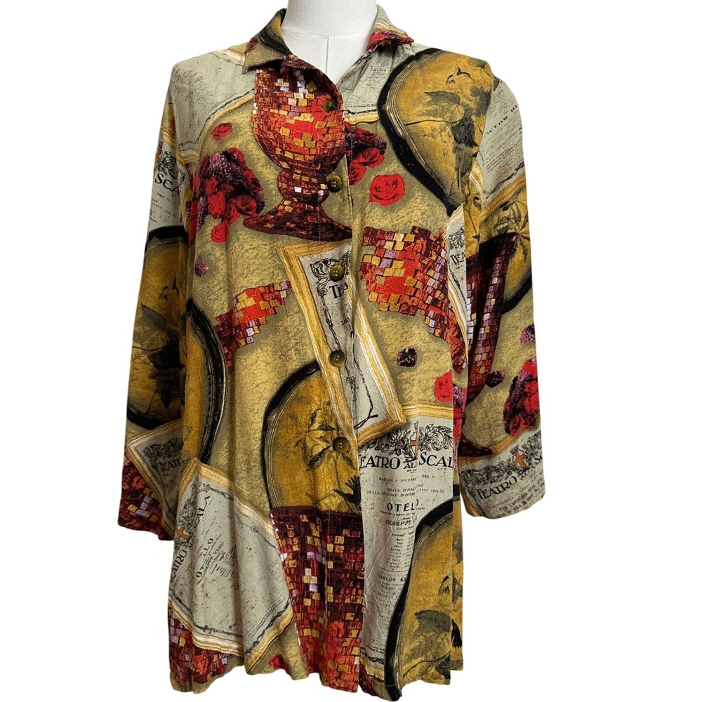 Jams World Tosca Opera Print Long Sleeve Button Down‎ Shirt XL